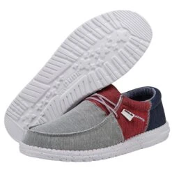 Heydude Hey Dude Men's Wally Sox Tri Fans- Red White Blue -Heydude 112560233 WALLY SOX TRI FANS RED WHITE BLUE LEFT 3 32769